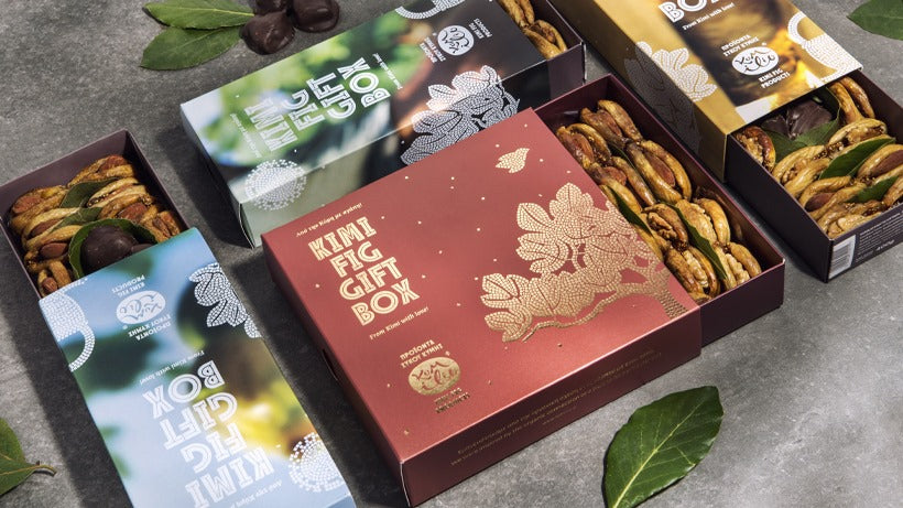 Geschenkbox Kimi Feigen mit Mandel, Walnuß und Schokolade 180 g, Lieferzeit: 3 - 5 Tage